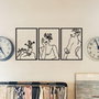 Wallity Flower Face Woman Escultura de Pared en Negro